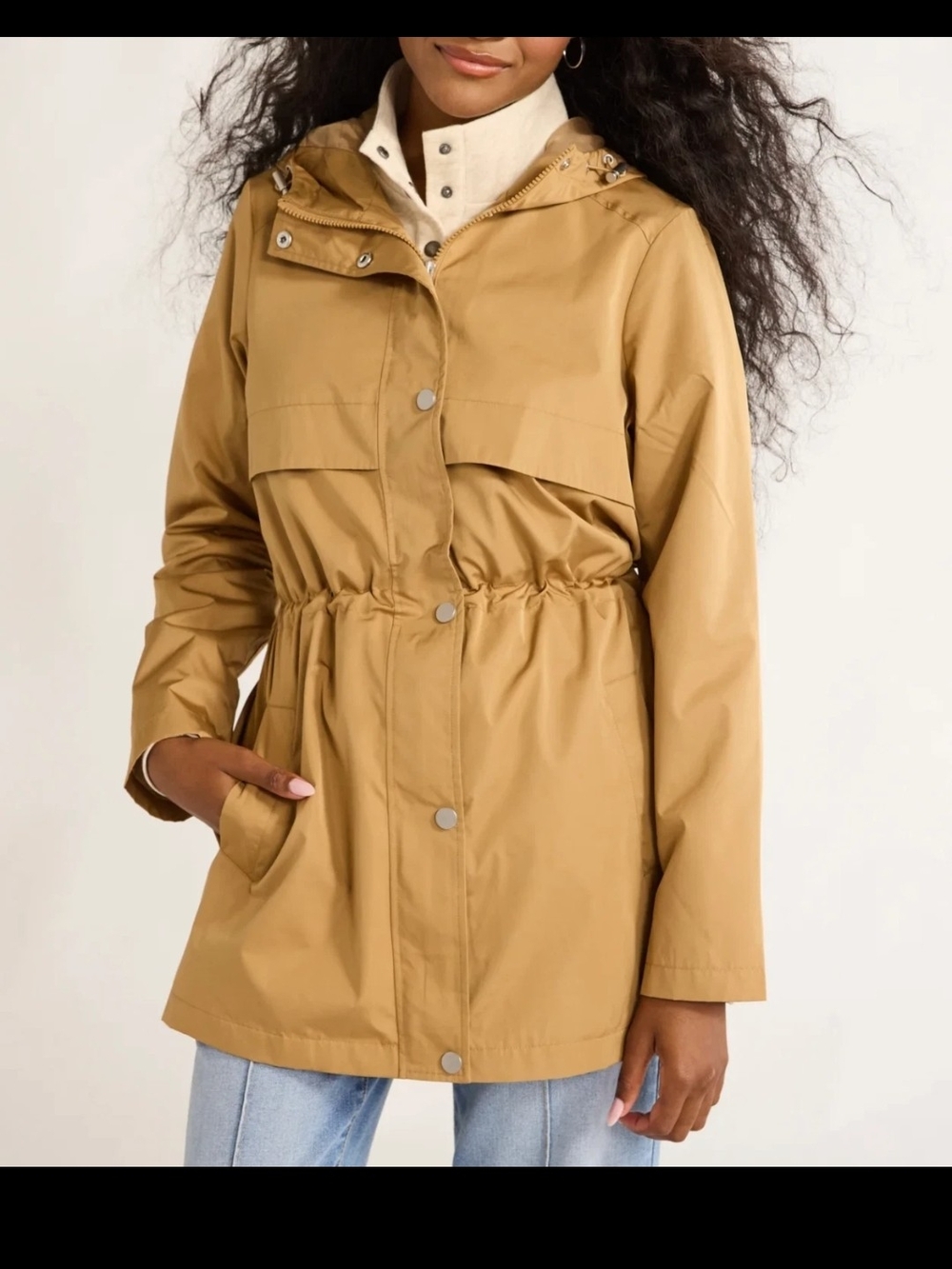 Time and Tru Mustard Tan Hooded Utility Jacket
